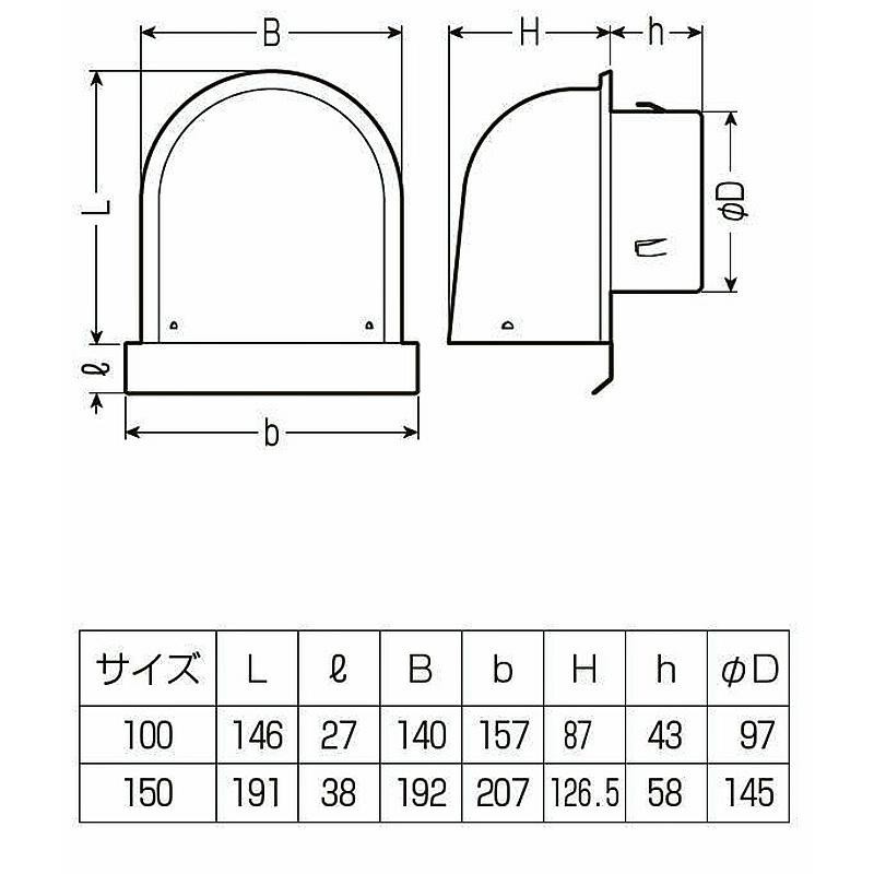 ステン SUS304 鐘型 パイプフード 外壁 防風 換気口 吸気 排気 空調