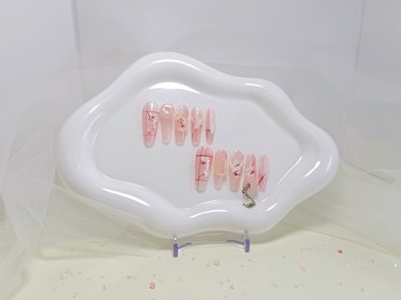 【YUE】櫻雪織夢 - 粉櫻花卉線條穿戴甲 XS碼