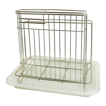 不銹鋼菜刀砧板架 附PP盤  銀色 + 白色  1個