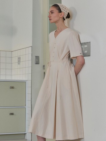 V-neck Button Dress (JZOP321B)