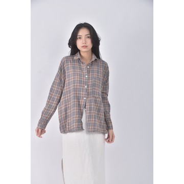 (F) see me質感格紋灰色長袖上衣二手衣