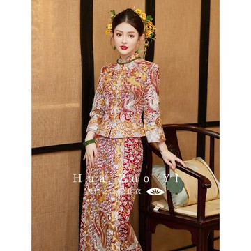 花作衣【鳳錦】龍鳳褂褂皇新娘2026新款秀禾服高級中式婚服春冬女