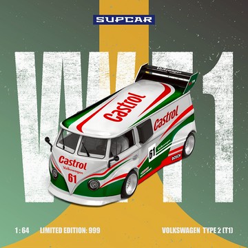 SUPCAR 1/64 福斯 Volkswagen T1 Castrol 61號 麵包車 廂型車 小巴 合金模型車