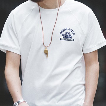 馬登工裝 美式休閑字母印花學院風純色T恤阿美咔嘰章仔刺繡短袖男