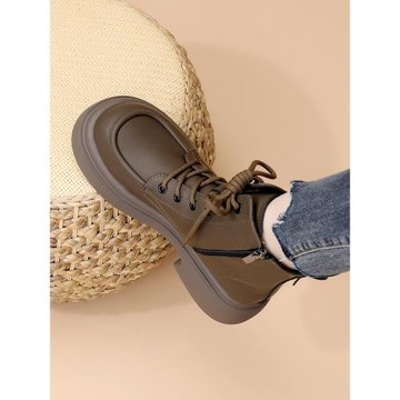 真皮馬丁靴女款2025新款爆款秋冬加絨靴子中跟英倫風百搭厚底短靴