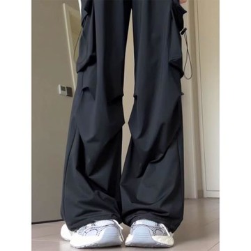 MDCW米蘭風黑色工裝褲女夏季薄2025新款高腰休閑美式運動褲