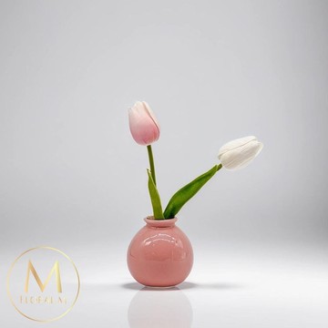 俏皮蜜桃粉鬱金香仿真花禮