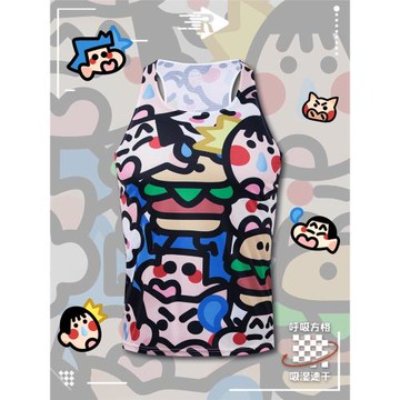 卡通小新輕量化背心運動馬拉松跑步田徑訓練速干透氣輕薄背心