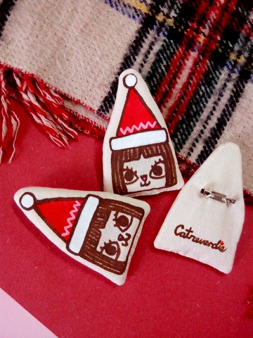 手繪手作原創品牌美美貓布夾棉胸針/襟章/Brooch