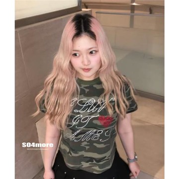 【SO4more】韓國直郵 ames官方正品授權 愛心燙鉆字母圓領短袖T恤