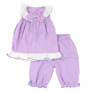 Mother garden 短袖睡衣套組 - 涼爽紗布 110cm  紫