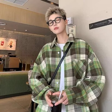 襯衫男 格子襯衫 青少年百搭痞帥襯衫 學院風襯衫 外套 大尺碼襯衫 運動透氣襯衫 情侶襯衫男女 上衣男 男裝 翻領襯衫