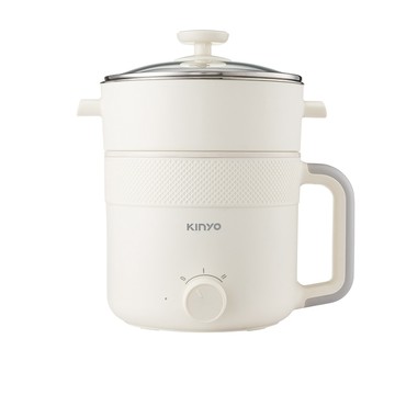 【KINYO】多功能陶瓷蒸煮美食鍋(FP-0901)｜1.7L 上蒸下煮 附304不鏽鋼蒸籠 快煮鍋 電火鍋