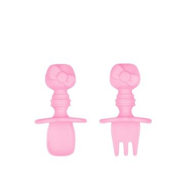 Bumkins 寶寶白金矽膠湯叉組-Kitty