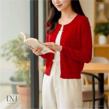 【INI】四季可穿、舒適實穿針織外套．紅色