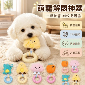 【台灣出貨】 狗狗玩具 磨牙咬咬圈 絨毛發聲玩具 幼犬耐咬解悶 互動自嗨寵物用品 小甜甜圈造型