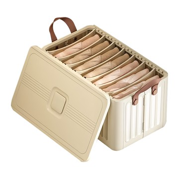 SHCJ 生活采家 可折疊衣物整理堆疊收納籃 有蓋 7格  展開(寬25 x 深42 x 高22cm) 折疊(寬25 x 深42 x 高9cm)  奶油白  1個