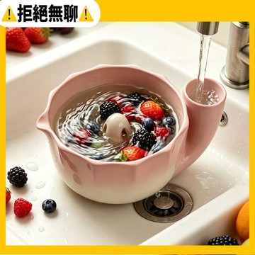 拒絕無聊⚠️免運 新款水流旋轉陶瓷碗家用廚房瀝水碗漿果漩渦碗果盆果盤水果瀝水籃