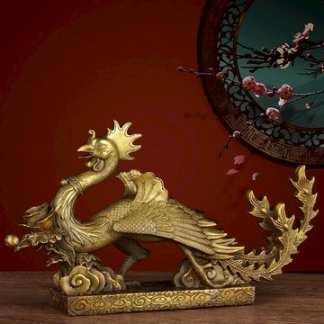 純銅鳳凰擺件家居客廳玄關臥室裝飾工藝品創意擺設喬遷新居禮品