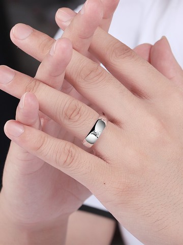 999純銀六字真言男士戒 轉運足銀單身戒指食指開口銀戒子箴言尾戒