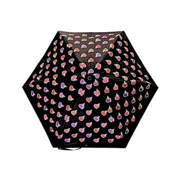 COACH三色閃電愛心印花黑色底輕量攜帶型晴雨傘