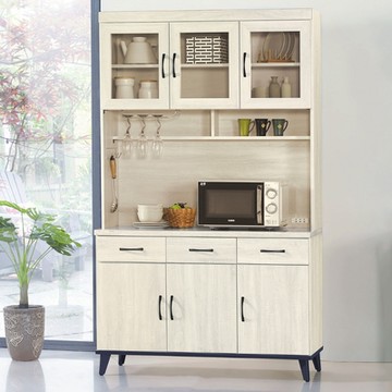 MUNA家居 達格鋼刷白4尺餐櫃/碗盤櫃(全組) 121X43X202cm