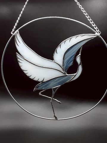 白鷺彩繪玻璃捕夢網鶴鳥飾品蒼鷺捕日者