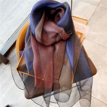 真絲絲巾桑蠶絲絲毛圍巾薄款漸變紗巾女披肩春秋冬季百搭洋氣時尚