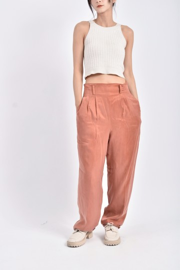 (M) azur femme高腰絨面橘色長褲