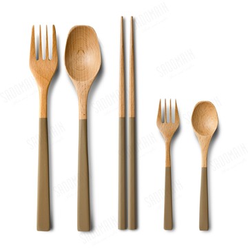 露營櫸木手工餐具11件組 （附收納網袋）WG003