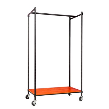 【dayneeds】松木 90x45x150公分 單桿烤黑柚木板附輪衣架