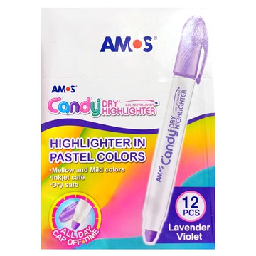 AMOS 阿摩司 Candy 果凍螢光筆 粉彩色系  馬卡紫  12支