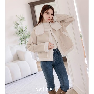 【秋冬新品】BeLLA QQ毛拼接外套 杏色