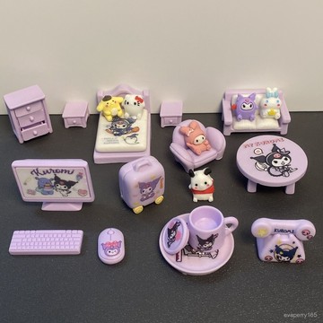 🍀臺灣出貨🍀可愛美樂蒂玉桂狗庫洛米仿真迷你家具兒童過家家玩具擺件禮物