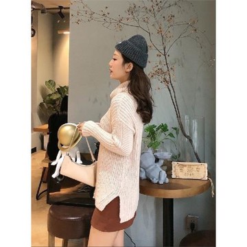 秋冬高領提花保暖毛衣羊毛混紡棉胖MM中長款歐美大碼女裝百搭 268