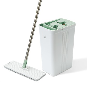 3M百利輕巧型免手洗平板拖把刮水桶(1桿1桶2吸水布)