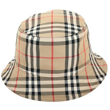 BURBERRY 巴寶莉 Vintage 格紋棉質混紡漁夫帽(典藏米)