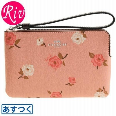 COACH ◾️コーチ◾️花柄ポーチ スエード レッド コーチ COACH ポーチ リストレット 花柄 アウトレット f67528