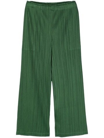 Pleats Please Issey Miyake - March pleated wide-leg trousers - women - Polyester - 4 - Green