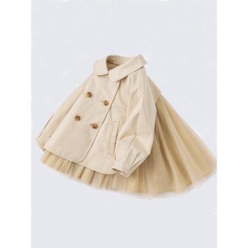 DoLa女童風衣外套春秋新款女寶寶時髦洋氣中長款裙子童裝女上衣厚