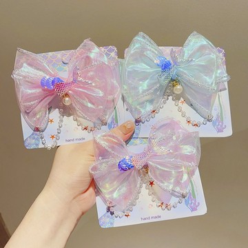 ❤️台灣現貨❤️ 女童公主蝴蝶結髮夾 艾莎飄帶公主髮夾  超美人魚蝴蝶結 女童頭飾 A02