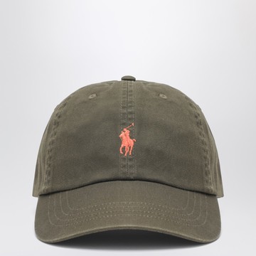 Olive green baseball cap with logo