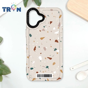 TRON IPhone 16 PLUS 彩色幾何小磨石子B款 防摔太空載具殼 透黑 軟硬 手機殼