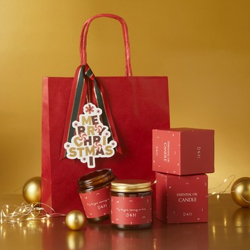 【贈聖誕禮袋】D&M 靜心舒緩精油香氛蠟燭 療癒二入組 - 花香調 ( 晨曦玫瑰 + 夕陽橙花 )
