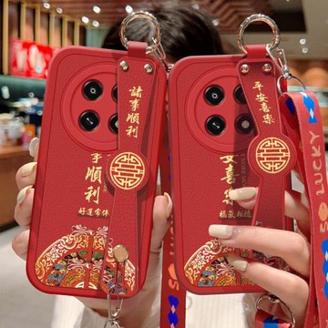 適用于oppoa5pro手機殼防摔A5Pro硅膠軟邊OPPO可斜挎腕帶A5Pro鏡頭全包邊保護套女中國風背帶掛繩紅色新年款