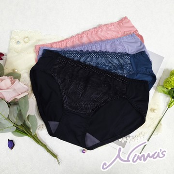 【露娜斯】微甜秘蜜。浪漫蕾絲透氣舒適三角內褲【丈青/中藍/紫藍/粉】台灣製 P715