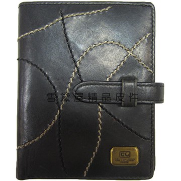 ~雪黛屋~cecile 名片夾信用卡夾皮夾中性復古懷舊風格皮帶穿扣型二折式主袋100%進口牛革wjf
