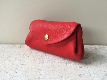 Korokoro 錢包日本皮革最愛番茄紅M 碼
