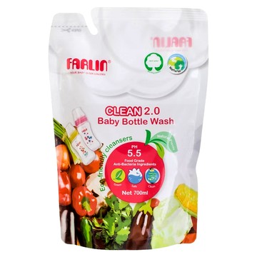 FARLIN 奶瓶蔬果清潔劑 補充包 抗敏低刺激 配方溫和不傷手 泡沫細膩 清潔力UP 植物性配方 不殘留乳垢  700ml  1包