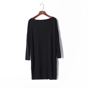 夏季新款女裝時尚韓版純色圓領套頭落肩袖寬松顯瘦連衣裙